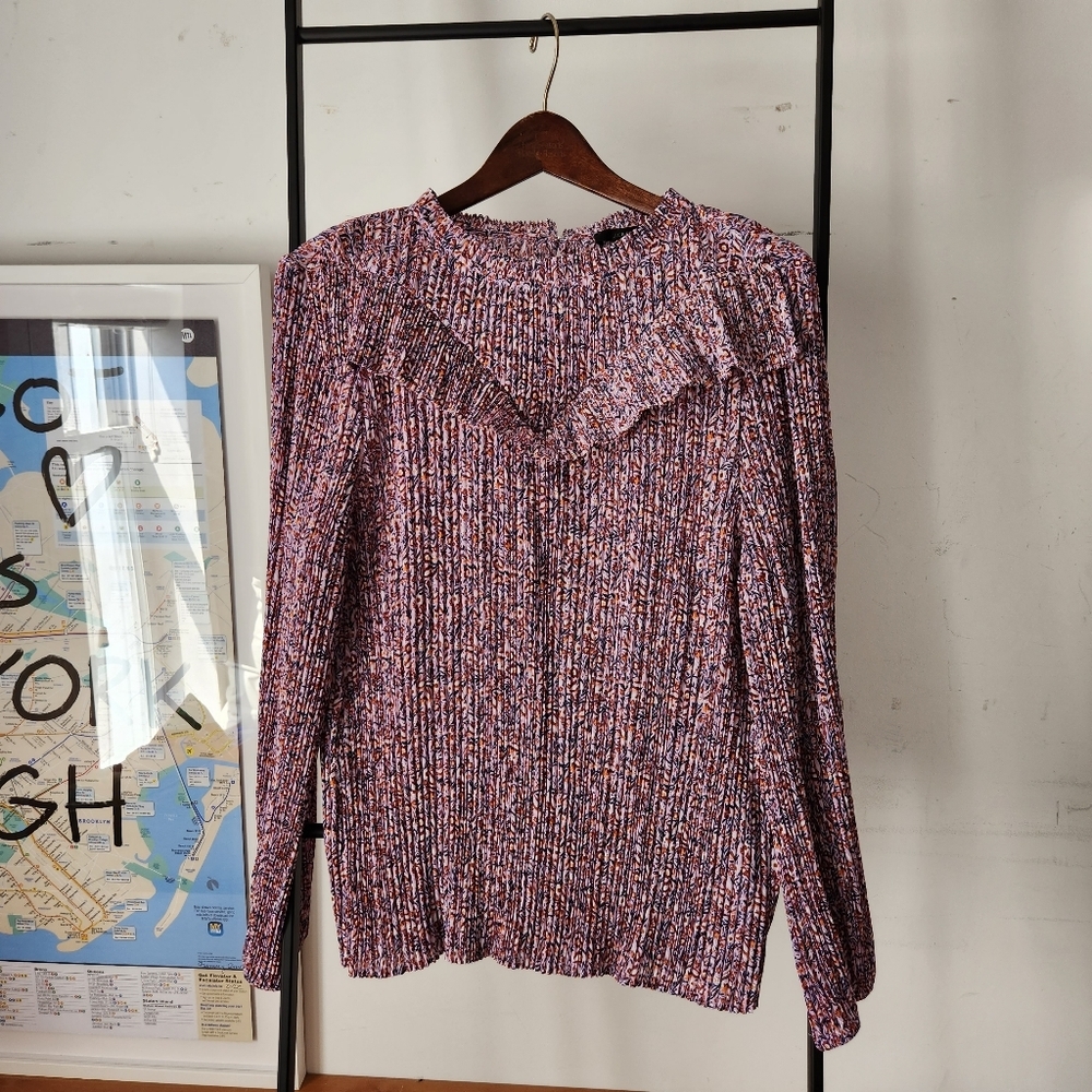 J Crew Chiffon crinkle multicolor blouse XXL